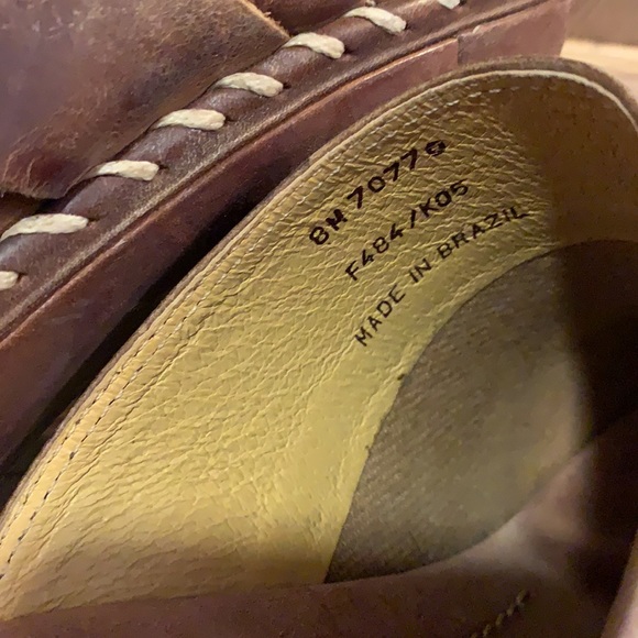 Frye Charlotte leather 8 wedge O ring stitched distressed brown mule clogs VGUC - Picture 6 of 13